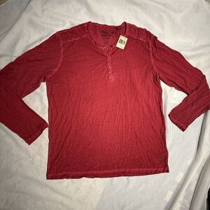 New Guess Mens Red long sleeve 1/4 button shirt XXL